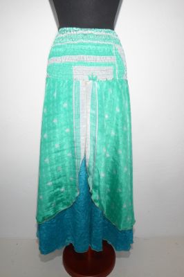 Kleid / Rock 'Tilasmi' hellgrün, indisches Upcycling Sommerkleid, indischer Sommerrock