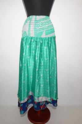 Kleid / Rock 'Tilasmi' hellgrün, indisches Upcycling Sommerkleid, indischer Sommerrock