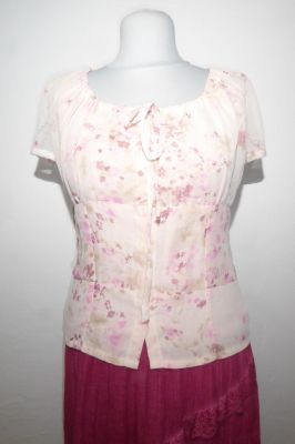 Bluse Carmen weiß-rosa-rosé