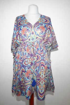 Kurzer Kaftan royalblau-türkis mit orientalischen Mustern