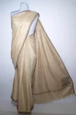 Khadi - Sari Seide-Baumwolle hellbeige