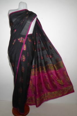 Seidensari schwarz mit fuchsia