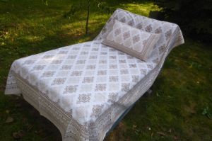 Tagesdecke Baumwolle 2-tlg creme-braun