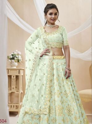Lengha Choli 'Pragita' Stoffset 3-teilig hellgrün