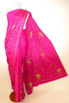 Seidensari pink mit gold