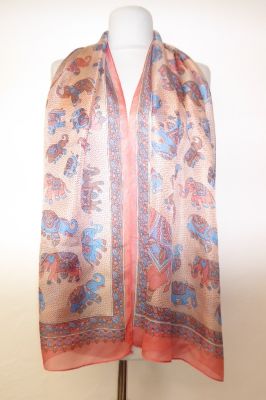 Seidenschal Elefanten apricot