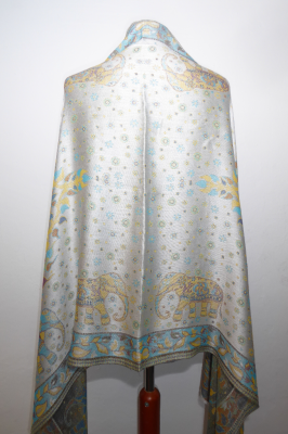 Stola aus reiner Viskose mit Elefanten - silbergrau, indische Stola mit Elefanten-Motiven