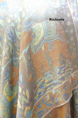 Stola aus reiner Viskose mit Elefanten - silbergrau, indische Stola mit Elefanten-Motiven