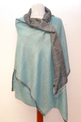 Fine Wool Wollschal zweifarbig helltürkis-grau
