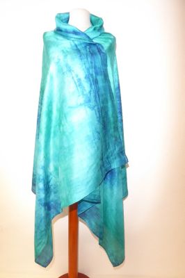Stola Seide handgefärbt türkis