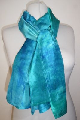 Seidenschal XL türkis-blau