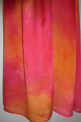 Schal Kreppseide handgefärbt rot-orange