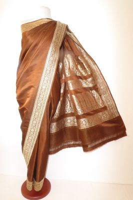 Benarsi Brokatsari Satinseide rehbraun - B-Ware