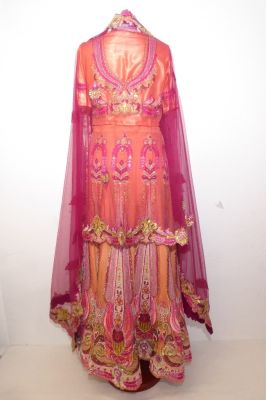 Opulentes Lengha Choli 3-teilig apricot