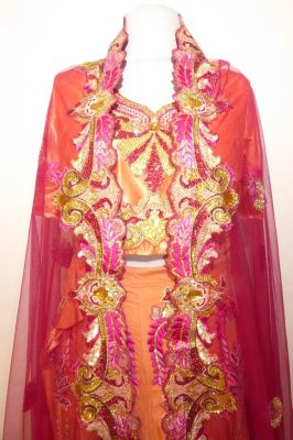 Opulentes Lengha Choli 3-teilig apricot
