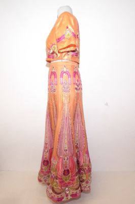 Opulentes Lengha Choli 3-teilig apricot