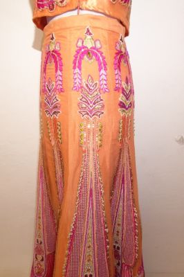 Opulentes Lengha Choli 3-teilig apricot