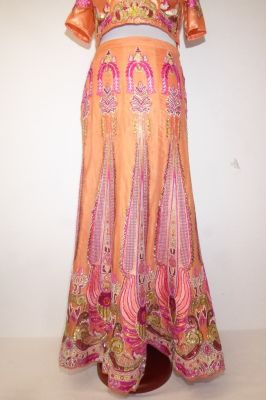 Opulentes Lengha Choli 3-teilig apricot