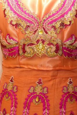 Opulentes Lengha Choli 3-teilig apricot