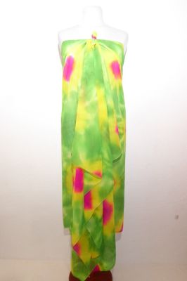 Bunter Bauchtanzschleier - hellgrün mit pink und gelb