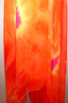 Bunter Bauchtanzschleier - orange mit pink und gelb