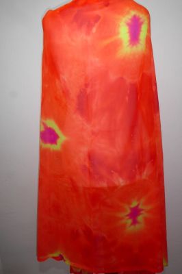 Bunter Bauchtanzschleier - orange mit pink und gelb
