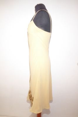 Kleid 'Gazelle' hellbeige mit Brokatstickerei 2-teilig mit Schal