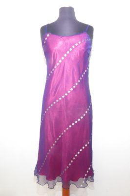 Kleid Gazelle blau-magenta mit Brokatstickerei