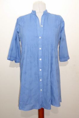 Baumwoll-Bluse Preetam handbestickt blau