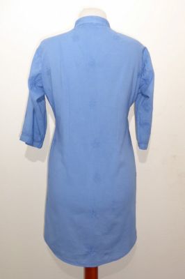 Baumwoll-Bluse 'Preetam' handbestickt blau