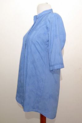Baumwoll-Bluse 'Preetam' handbestickt blau
