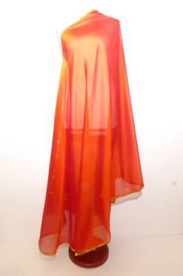 Bauchtanzschleier uni halbrund mit Borte - dunkelorange - B-Ware