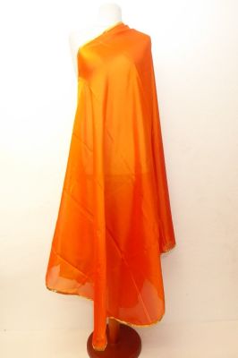Bauchtanzschleier halbrund mit Borte - orange - B-Ware