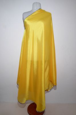 Bauchtanzschleier uni halbrund mit Borte - hellgelb