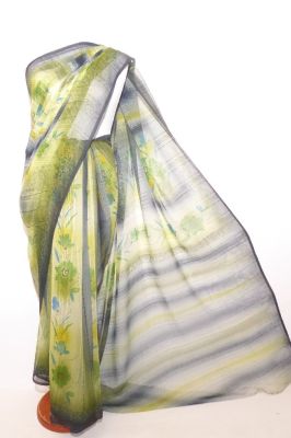 Lagerräumung - Chiffonsari Brasso grün-dunkelgrün