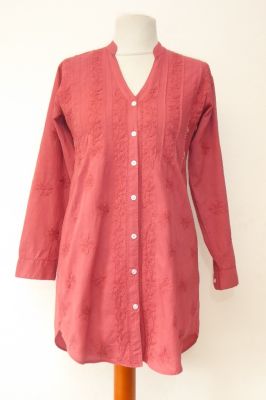 Baumwoll-Bluse 'Preetam' weinrot - B-Ware