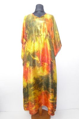 Kaftan Aloka Seide gelb-grün-orange XXL
