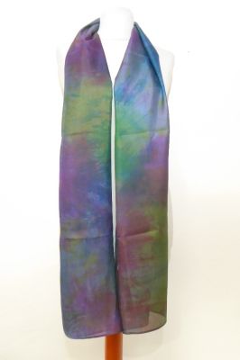 Seidenschal XL blau-grün-violett