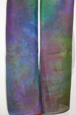 Seidenschal XL blau-grün-violett