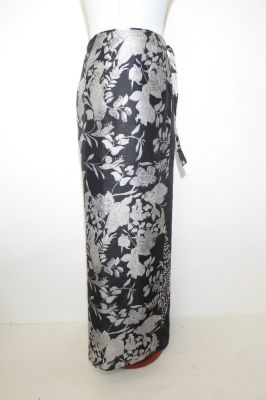 Wickelhose aus reiner Seide schwarz-silbergrau