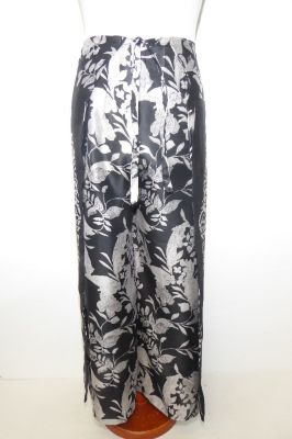 Wickelhose aus reiner Seide schwarz-silbergrau