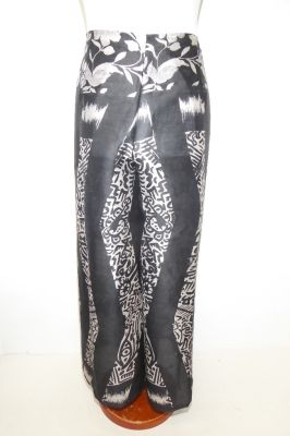 Wickelhose aus reiner Seide schwarz-silbergrau