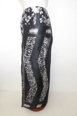 Wickelhose aus reiner Seide schwarz-silbergrau