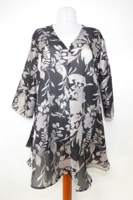 Seidentunika Abheeti schwarz-silbergrau - L-XXL
