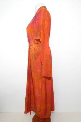 Morgenmantel aus reiner Seide orange, Seidenkimono orange XL
