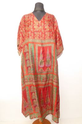 Seidenkaftan Chandrika pink, Kaftan Upcycling aus reiner Sariseide,
