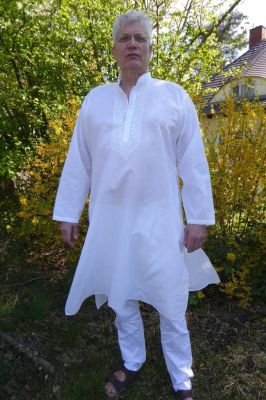 Kurta Pajama Set 2-teilig Chikan weiß - XXXL