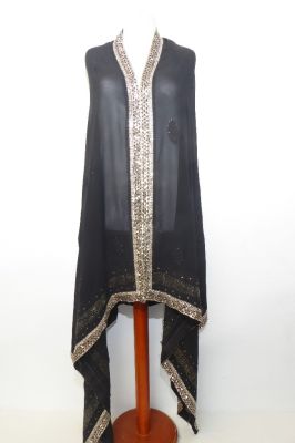 Dupatta Georgette schwarz mit gold