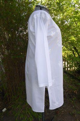 Baumwoll-Tunika 'Djamila' XXL weiss - zwei Längen