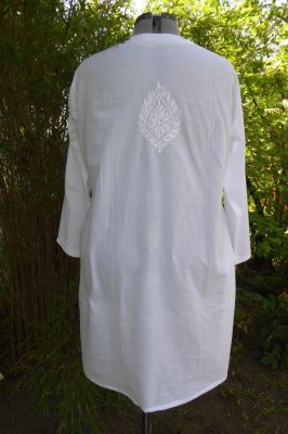 Baumwoll-Tunika 'Djamila' XXL weiss - zwei Längen